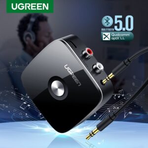 Bluetooth reciever – Ugreen 40759 – HiFi-Lydkvalitet (Qualcom aptX chips) – 5v RCA+Minijack ud (Hjem / Bil / “Mobil-DJ”)